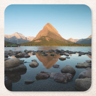 Mountain Lake Glacier National Park Square Paper Coaster