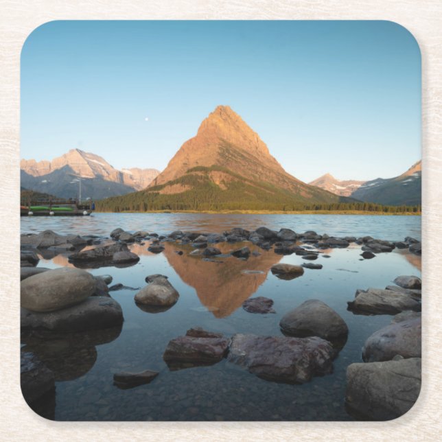Mountain Lake | Glacier National Park Square Paper Coaster (Front)