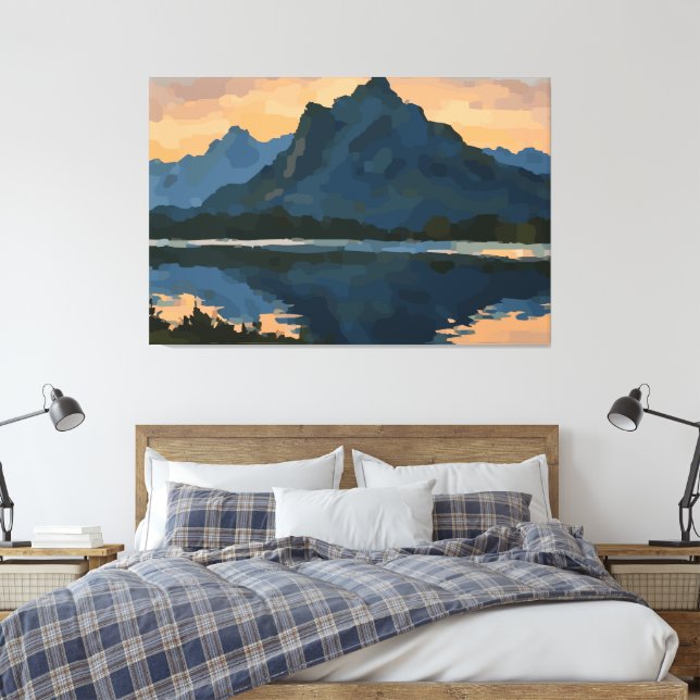 Mountain Lake Landscape Canvas Print (Insitu(Bedroom))