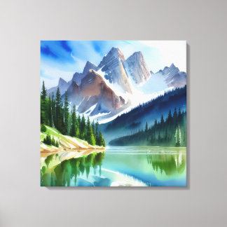 Mountain Lake Landscape Canvas Print