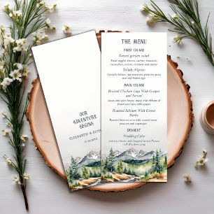 Mountain Lake Landscape Fall Autumn Winter Wedding Menu