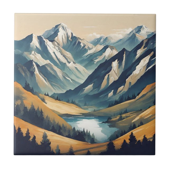 Mountain Lake Landscape  Tile (Front)