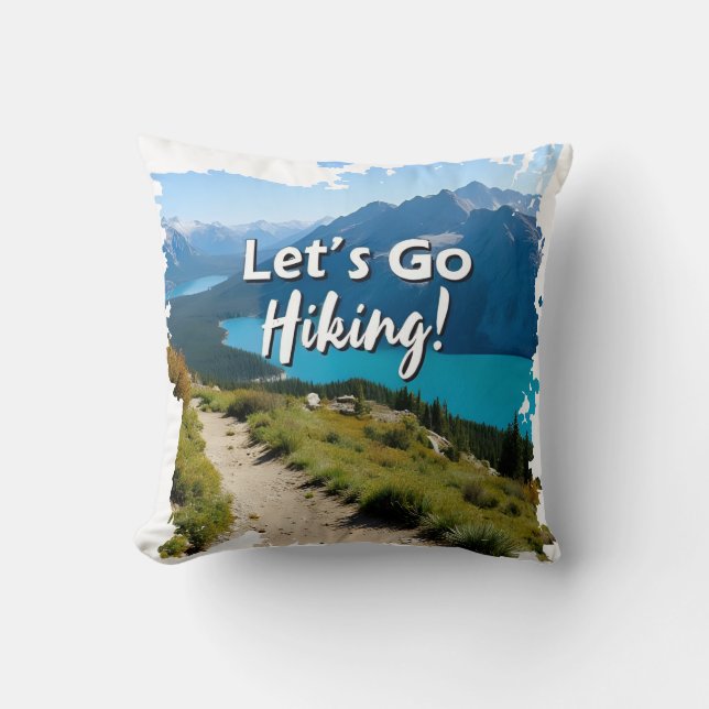 Mountain Lake Let's Go Hiking Cushion (Front)