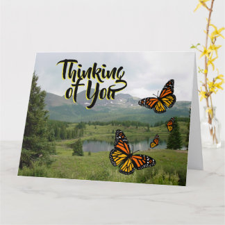 Mountain Lake Monarch Butterflies Thinking Card