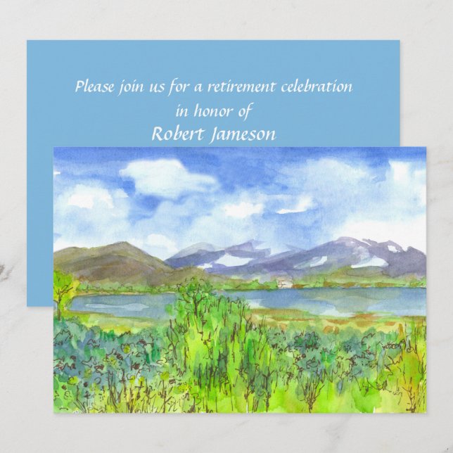 Mountain Lake Painting Retirement Party Invitation (Front/Back)