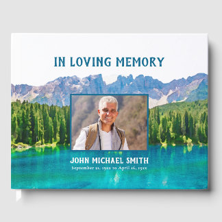 Mountain Lake Photo Memorial or Funeral Guest Book