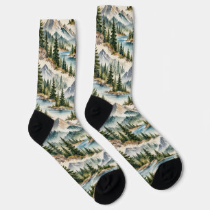 Mountain Lake & Pine Forest Socks