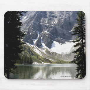 Mountain Lake Reflecting Mountain Framed By Trees Mouse Mat