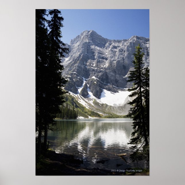 Mountain Lake Reflecting Mountain Framed By Trees Poster (Front)