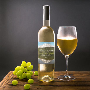Mountain Lake Reflection Landscape Personalised Wine Label