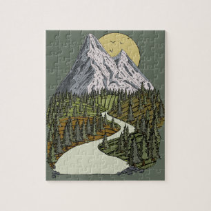 Mountain Lake Serenity: Sunset Adventure Awaits Jigsaw Puzzle