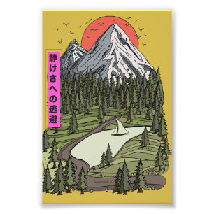 Mountain Lake Serenity: Sunset Adventure Awaits Photo Print