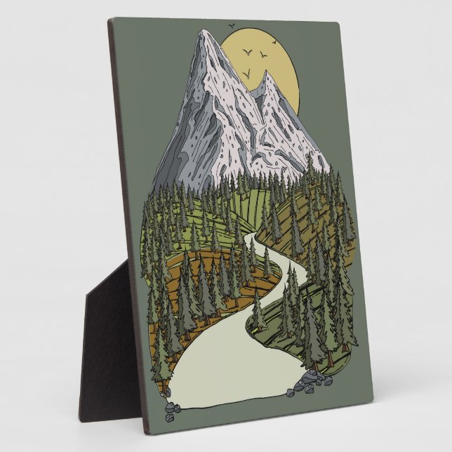 Mountain Lake Serenity: Sunset Adventure Awaits Plaque (Side)