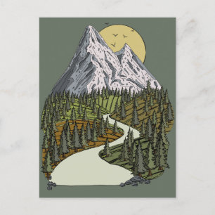 Mountain Lake Serenity: Sunset Adventure Awaits Postcard