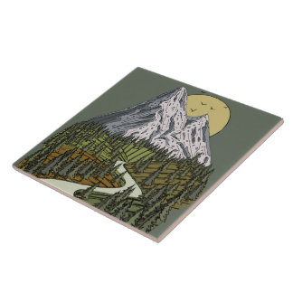 Mountain Lake Serenity: Sunset Adventure Awaits Tile