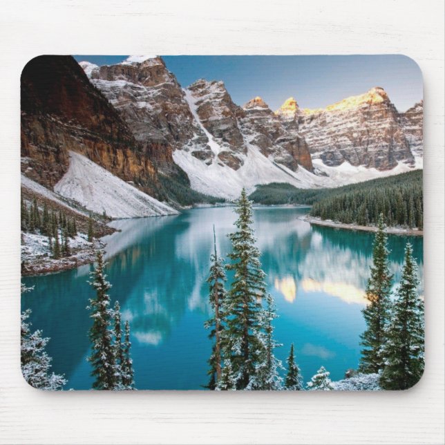 Mountain Lake Snow Scene Mouse Pad (Front)