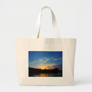Mountain Lake Sunset Large Tote Bag