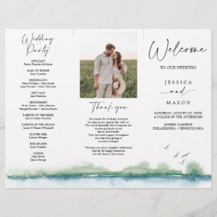 Mountain Lake Tri-Fold Wedding Program Flyer