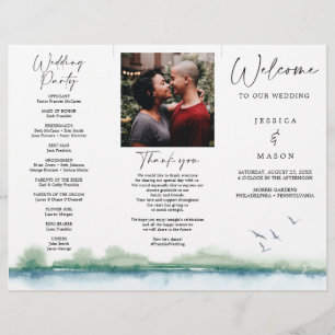 Mountain Lake Tri-Fold Wedding Program Flyer
