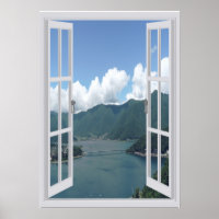 Mountain Lake Trompe l'oeil Faux Window