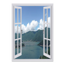 Mountain Lake Trompe l'oeil Faux Window