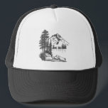 Mountain Lake  Trucker Hat<br><div class="desc">Enjoy this hand-drawn mountain scene design that expresses a true wanderlust heart.</div>