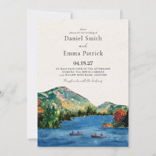 Mountain Lake Watercolor Destination Wedding Invitation