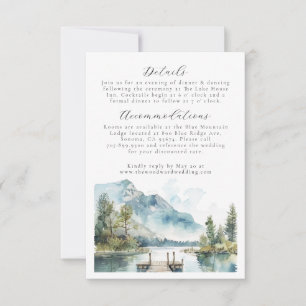 Mountain Lake Watercolor Forest Trees Save the Dat RSVP Card