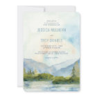 Mountain Lake Watercolor Pine Tree Wedding