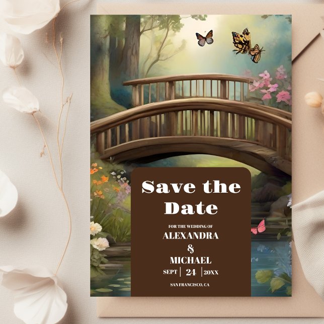Mountain Lake Watercolor Tree Wedding Save The Date (Creator Uploaded)