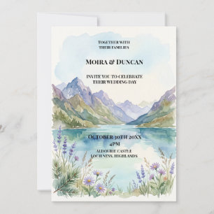 Mountain Lake Watercolor Wedding Invitation