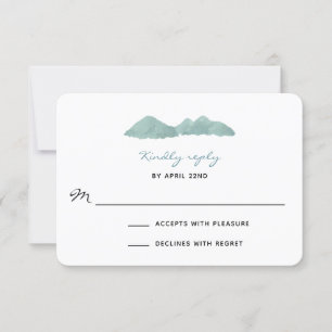 Mountain Lake Watercolor Wedding RSVP Card