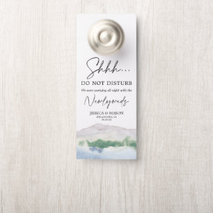 Mountain Lake Wedding Door Hanger Do Not Disturb