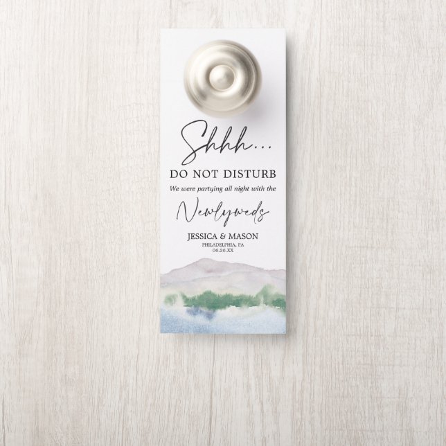 Mountain Lake Wedding Door Hanger Do Not Disturb (On Knob)