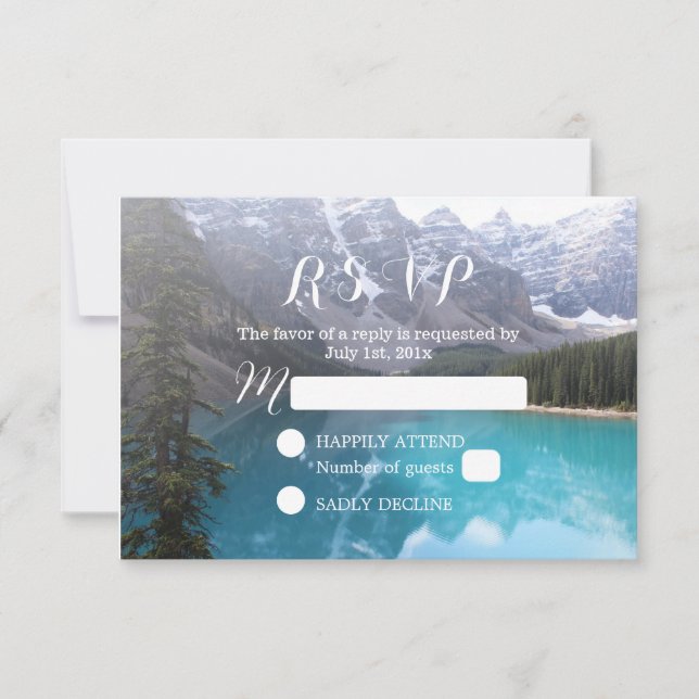 Mountain Lake Wedding Elegant RSVP (Front)