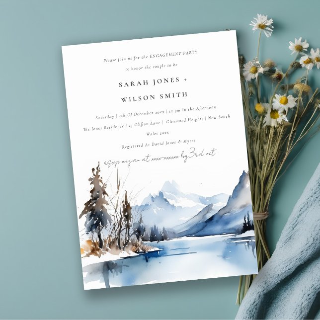 Mountain Lake Winter Snow Landscape Engagement Invitation (Creator Uploaded)