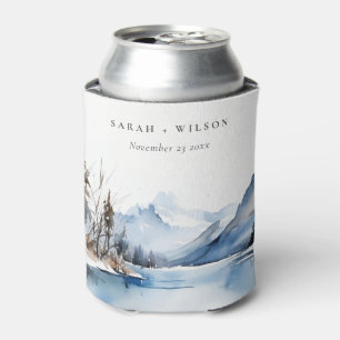 Mountain Lake Winter Snow Landscape Wedding Can Cooler