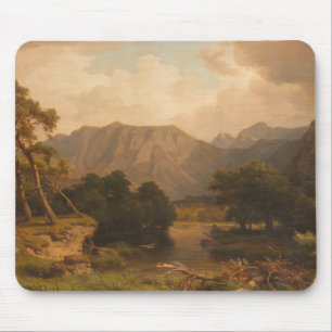Mountain Lake with Herons – Heinrich Funk Mouse Mat