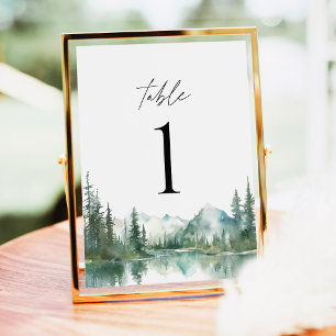 Mountain Lake Woodland Wedding Table Numbers