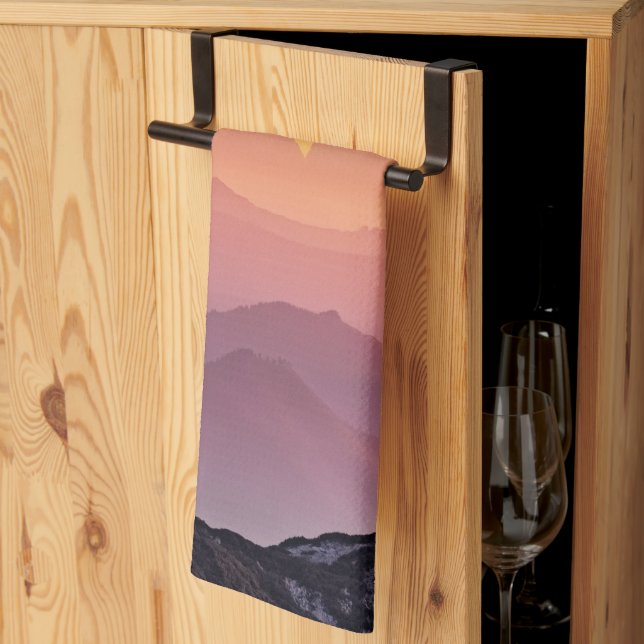 Mountain Landscape at Sunset   Tea Towel (Thirds Fold)