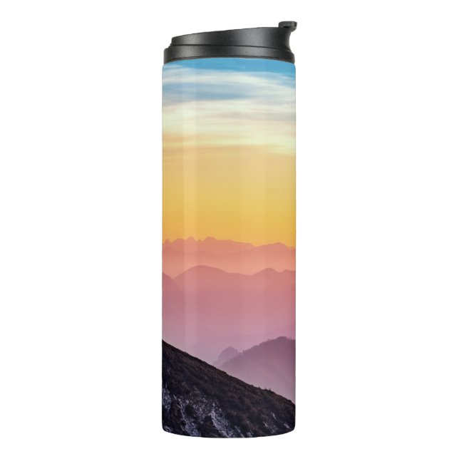 Mountain Landscape at Sunset   Thermal Tumbler (Rotated Left)