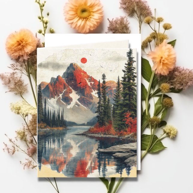 Mountain Landscape Bible Verse Autumn  Note Card (Creator Uploaded)