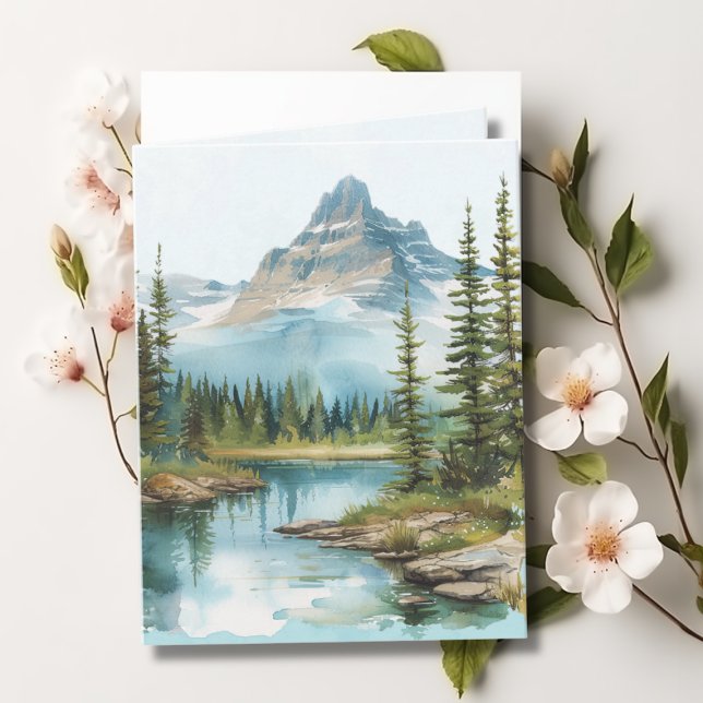 Mountain Landscape Bible Verse Blue  Note Card (Creator Uploaded)