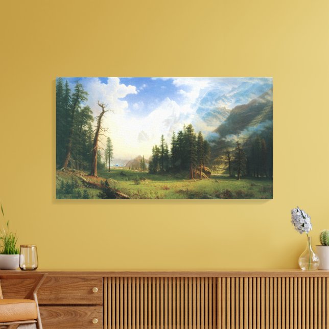 Mountain Landscape by Albert Bierstadt Canvas Print (Insitu(LivingRoom))