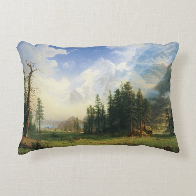 Mountain Landscape by Albert Bierstadt Decorative Cushion (Front)