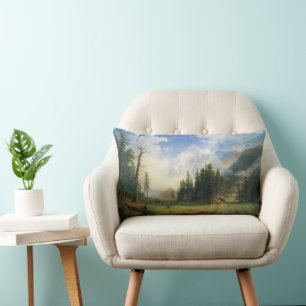 Mountain Landscape by Albert Bierstadt Lumbar Cushion
