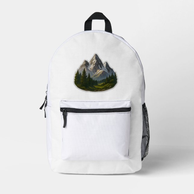 Mountain Landscape Design Printed Backpack (Front)