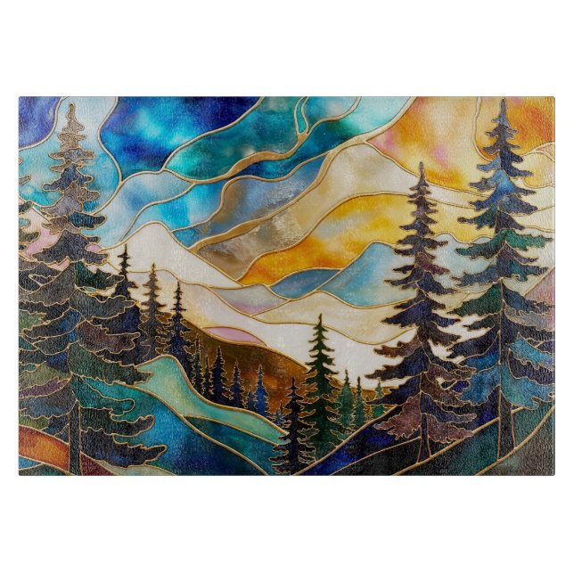 Mountain Landscape Glass Cutting Board (Front)