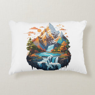 Mountain landscape illustration decorative cushion