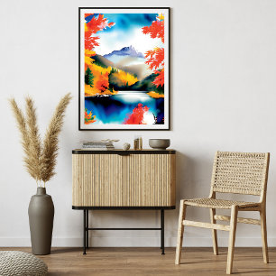 Mountain Landscape Illustration Poster